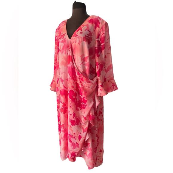 Jessica London Floral Coquette Boho Ruffled Midi Dress 26W Feminine Fairy Whimsy - Picture 2 of 8